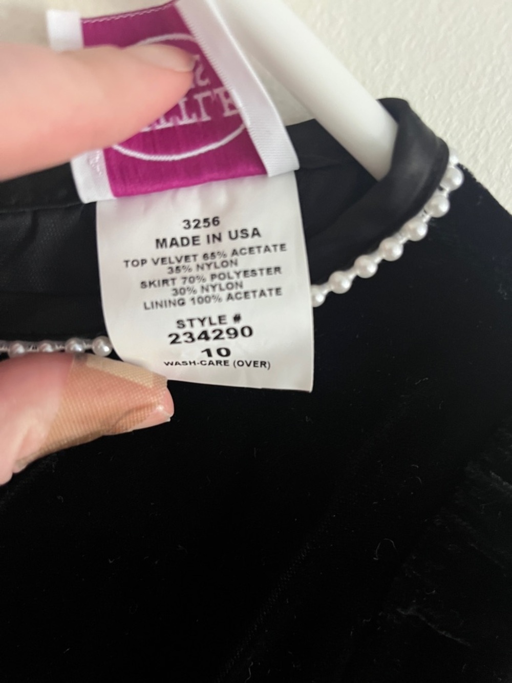 Black and White Girls Dress with Pearl Neckline - Picture 4 of 15